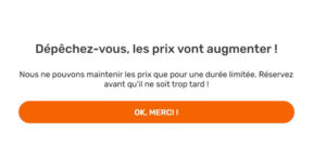 Un exemple d'un message commercial incitant à l'urgence