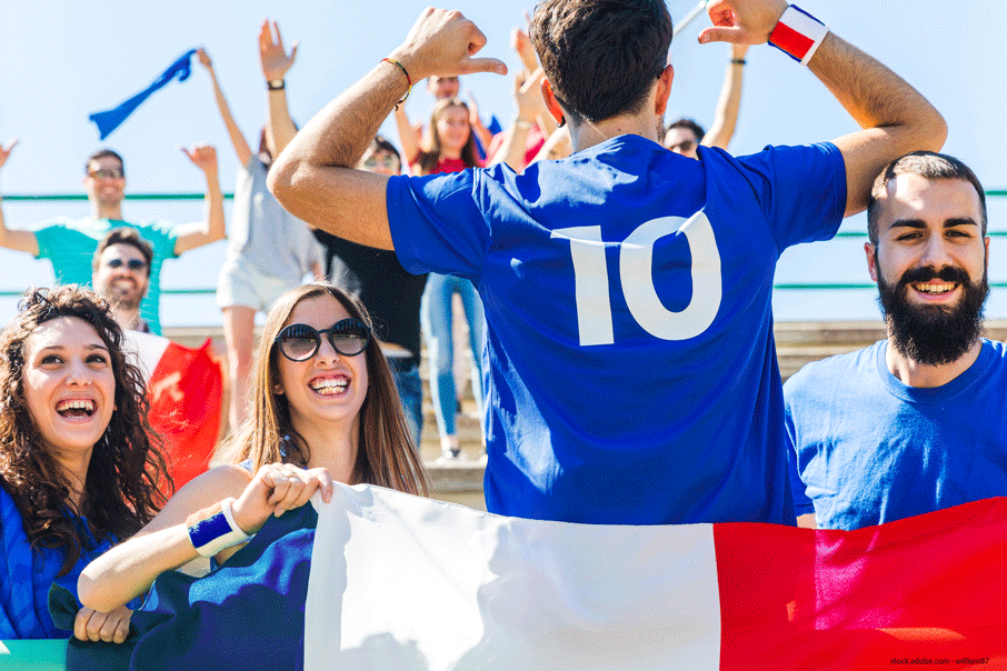 French supporters wearing T-shirts with the number 10 on them