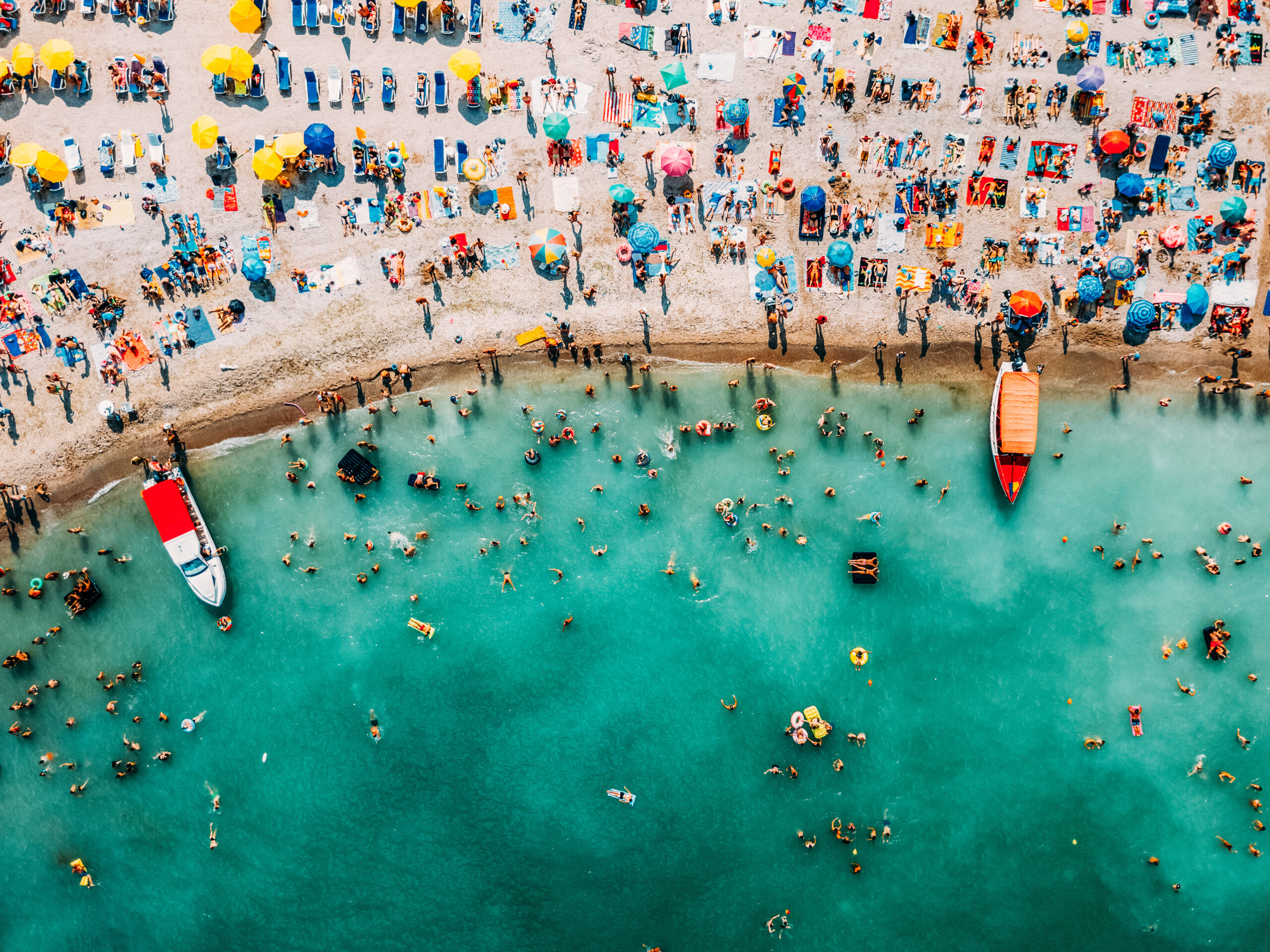 A beach in Romania packed with bathers