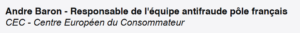 Faux nom d'un escroc se faisant passer pour un employé du CEC France