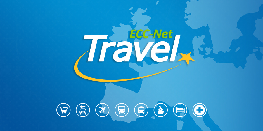 ECC-Net-Travel-App-Logo with Icons and the map of Europe in the background