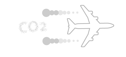 Scheme of a plane emitting CO2 particles.