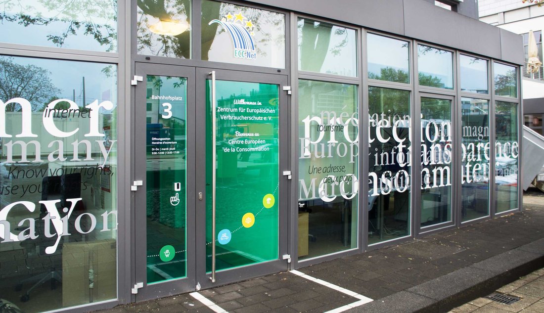 View of the exterior of the European Consumer Centre France building in Kehl, Germany