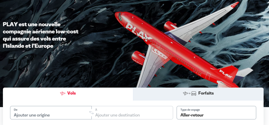 Aperçu du site de la compagnie aérienne Fly PLAY