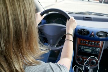 Woman driving a car